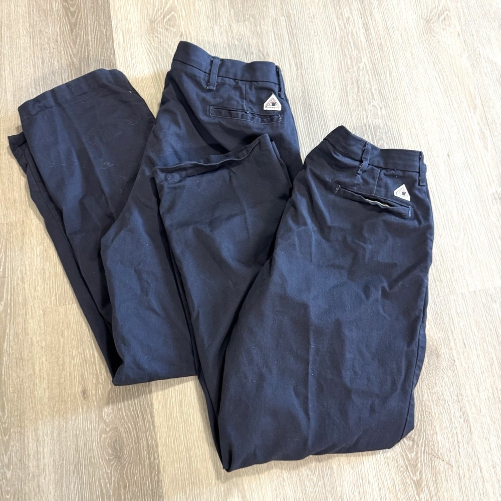 Lot 2 Bulwark Navy Blue FR Flame Resistant Workwear Utility CAT2 Pants Sz 40